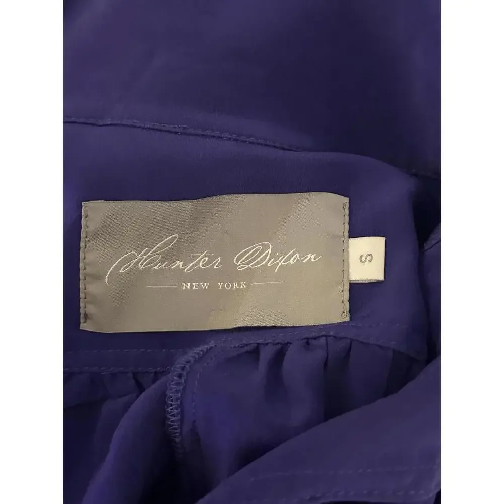 Anthropologie Hunter Dixon purple silk popover shirtdress Size Small
